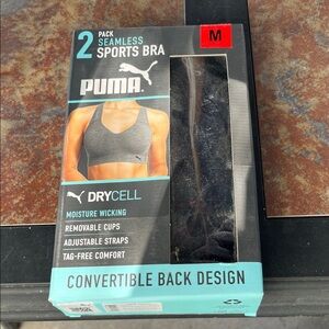 Puma Seamless Sports Bra 2-Pack - Black and Gray woman’s medium